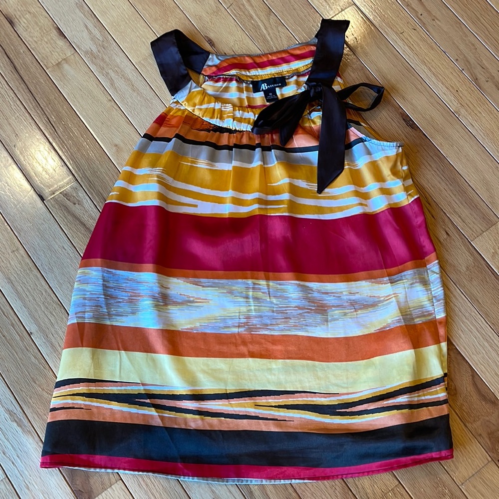 AB studio Brown red white yellow orange multicolor medium summer top